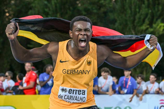 U18-Europameisterschaften Leichtathletik, Rieti Italien Clesio de Carvalho (GER LG Steinlach-Zollern), Kugelstoss, U18-Europameisterschaften Leichtathletik, Rieti Italien *** U18 European Athletics Championships, Rieti, Italy; Clesio de Carvalho (GER, LG Steinlach Zollern), shot put; U18 European Athletics Championships, Rieti, Italy Copyright: xBEAUTIFULxSPORTS DecaxText&Bildx