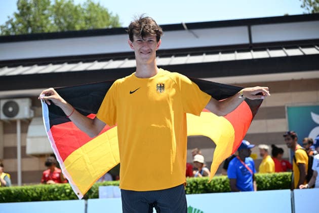 U18-Europameisterschaften Leichtathletik, Rieti Italien Jan Ungeheuer (GER Turnklub Grevenbroich), Hochsprung, U18-Europameisterschaften Leichtathletik, Rieti Italien *** U18 European Athletics Championships, Rieti, Italy; Jan Ungeheuer (GER), Grevenbroich Gymnastics Club, high jump, U18 European Athletics Championships, Rieti, Italy Copyright: xBEAUTIFULxSPORTS DecaxText&Bildx