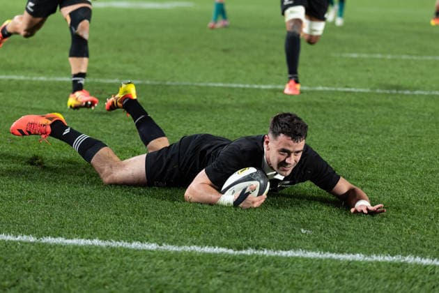 All Blacks winger Will Jordan scores a try - Nations Championship - New Zealand All Blacks v Ireland at Eden Park, Auckland, New Zealand - on Saturday 18 July 2026. Photo credit: Brett Phibbs z Auckland New Zealand Copyright: xBrettxPhibbsx xx