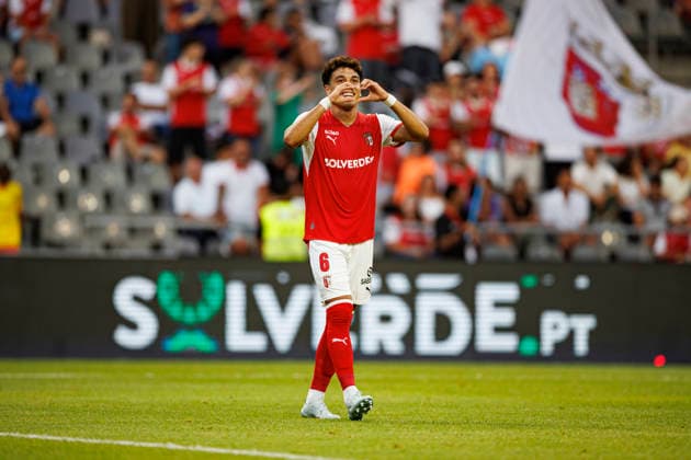 Vitor Carvalho seen celebrating after scoring goal during International Friendly, Länderspiel, Nationalmannschaft game between teams of SC Braga and Celta de Vigo (Luis Santos Ball Raw Images) Braga Estadio Municipal de Braga Portugal Copyright: xLuisxSantosx luissantos_braga_celta_2627_3-37