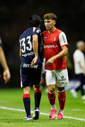 Oscar Marcos and Diogo Travassos seen during International Friendly, Länderspiel, Nationalmannschaft game between teams of SC Braga and Celta de Vigo (Luis Santos Ball Raw Images) Braga Estadio Municipal de Braga Portugal Copyright: xLuisxSantosx luissantos_braga_celta_2627_3-47