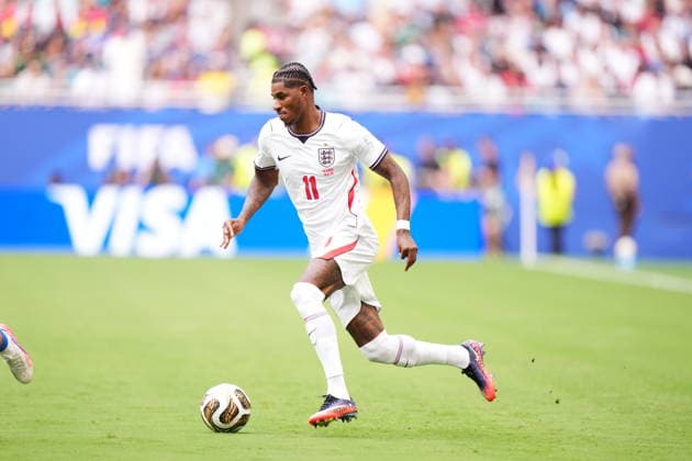 France v England - 2026 FIFA World Cup, WM, Weltmeisterschaft, Fussball - Bronze Final MIAMI GARDENS, FLORIDA - JULY 18: Marcus Rashford of England runs with the ball during the 2026 FIFA World Cup bronze-final match between France and England at Miami Stadium in Miami Gardens, Florida, United States, on July 18, 2026. Jose Hernandez Anadolu Florida United States. Editorial use only. Please get in touch for any other usage.  Copyright: x2026xAnadoluxJosexHernandezx