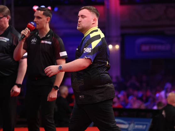 World Matchplay Darts 2026 Luke Littler during the 2026 World Matchplay darts at Winter Gardens, Blackpool, UK on 18 July 2026. Blackpool Winter Gardens UK Editorial use only , Copyright: xChrisxSargeantx PSI-24525-0083