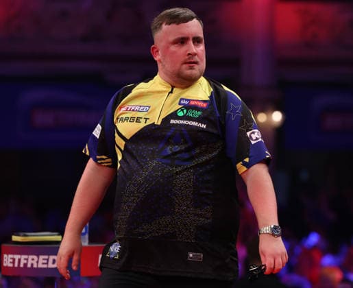 World Matchplay Darts 2026 Luke Littler during the 2026 World Matchplay darts at Winter Gardens, Blackpool, UK on 18 July 2026. Blackpool Winter Gardens UK Editorial use only , Copyright: xChrisxSargeantx PSI-24525-0086