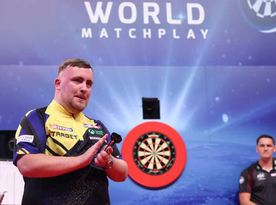 World Matchplay Darts 2026 Luke Littler during the 2026 World Matchplay darts at Winter Gardens, Blackpool, UK on 18 July 2026. Blackpool Winter Gardens UK Editorial use only , Copyright: xChrisxSargeantx PSI-24525-0091