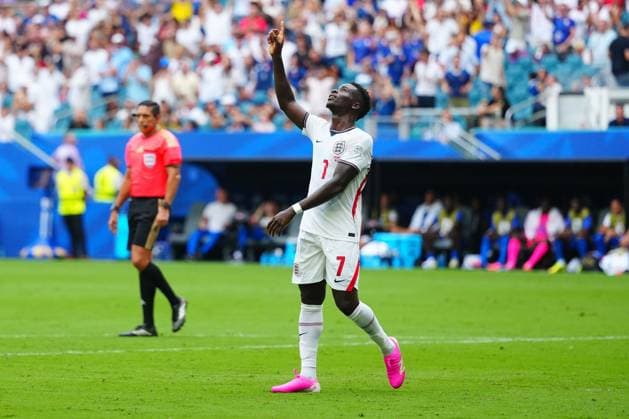Bukayo Saka of England celebrates scoring a goal to make it 0-3 France v England, 2026 FIFA World Cup, WM, Weltmeisterschaft, Fussball 3rd Place Final, Football, Miami Stadium, Miami, Florida, USA - 18 Jul 2026Miami Miami Stadium Florida (FL) United States of America  Copyright: xJavierxGarcia Shutterstockx 16995468ax
