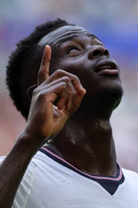 FIFA World Cup, WM, Weltmeisterschaft, Fussball 2026 3rd place playoff - France vs England Bukayo Saka of England celebrates scoring the 0-4 goal during the FIFA World Cup 2026 3rd place playoff match France against England, in Miami, Florida, USA, 18 July 2026. MIAMI United States  Copyright: xCRISTOBALxHERRERA-ULASHKEVICHx