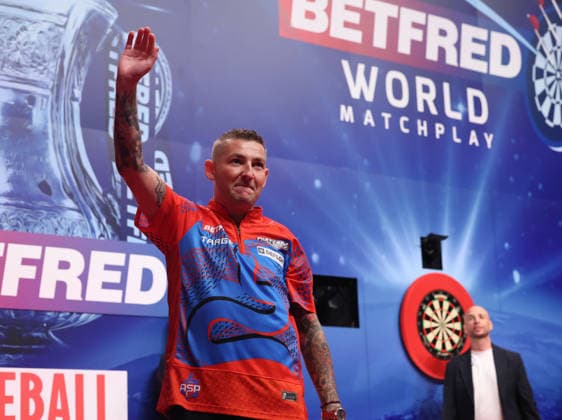 World Matchplay Darts 2026 Nathan Aspinall during the 2026 World Matchplay darts at Winter Gardens, Blackpool, UK on 18 July 2026. Blackpool Winter Gardens UK Editorial use only , Copyright: xChrisxSargeantx PSI-24525-0093