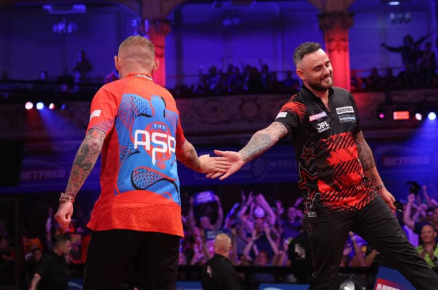 World Matchplay Darts 2026 Nathan Aspinall during the 2026 World Matchplay darts at Winter Gardens, Blackpool, UK on 18 July 2026. Blackpool Winter Gardens UK Editorial use only , Copyright: xChrisxSargeantx PSI-24525-0108