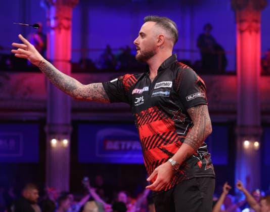World Matchplay Darts 2026 Joe Cullen during the 2026 World Matchplay darts at Winter Gardens, Blackpool, UK on 18 July 2026. Blackpool Winter Gardens UK Editorial use only , Copyright: xChrisxSargeantx PSI-24525-0111