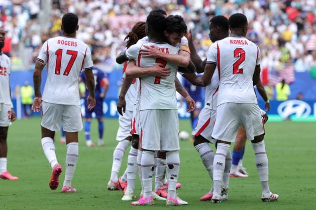 FIFA World Cup, WM, Weltmeisterschaft, Fussball 2026 3rd place playoff - France vs England Bukayo Saka of England (C) celebrates with his teammates after scoring the 0-4 goal during the FIFA World Cup 2026 3rd place playoff match France against England, in Miami, Florida, USA, 18 July 2026. MIAMI United States  Copyright: xCRISTOBALxHERRERA-ULASHKEVICHx