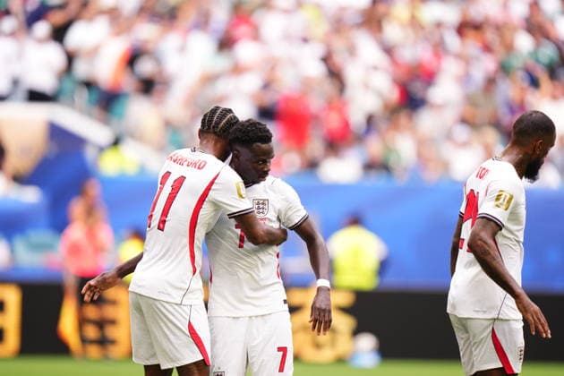 France v England - 2026 FIFA World Cup, WM, Weltmeisterschaft, Fussball - Bronze Final MIAMI GARDENS, FLORIDA - JULY 18: Bukayo Saka of England celebrates after scoring his team s third goal with teammate Marcus Rashford of England during the 2026 FIFA World Cup bronze-final match between France and England at Miami Stadium in Miami Gardens, Florida, United States, on July 18, 2026. Jose Hernandez Anadolu Florida United States. Editorial use only. Please get in touch for any other usage.  Copyright: x2026xAnadoluxJosexHernandezx