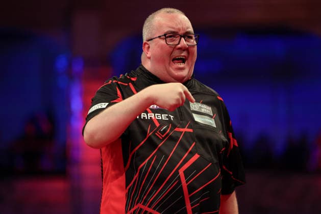 RECORD DATE NOT STATED 18th July 2026, Winter Gardens, Blackpool, Lancashire, England; 2026 Betfred World Matchplay Darts, Day One; Stephen Bunting reacts during his game against Niels Zonneveld AidanxHunter