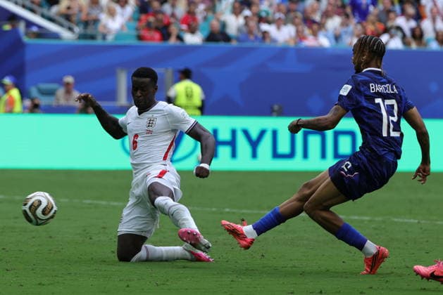 FIFA World Cup, WM, Weltmeisterschaft, Fussball 2026 3rd place playoff - France vs England Bradley Barcola of France scores the 2-4 goal during the FIFA World Cup 2026 3rd place playoff match France against England, in Miami, Florida, USA, 18 July 2026. MIAMI United States  Copyright: xCRISTOBALxHERRERA-ULASHKEVICHx