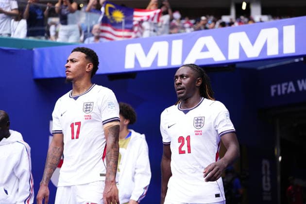 France v England - 2026 FIFA World Cup, WM, Weltmeisterschaft, Fussball - Bronze Final MIAMI GARDENS, FLORIDA - JULY 18: Eberechi Eze of England looks on during the 2026 FIFA World Cup bronze-final match between France and England at Miami Stadium in Miami Gardens, Florida, United States, on July 18, 2026. Jose Hernandez Anadolu Florida United States. Editorial use only. Please get in touch for any other usage.  Copyright: x2026xAnadoluxJosexHernandezx