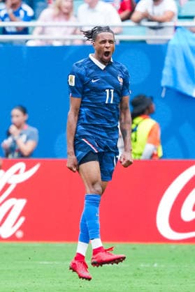 Michael Olise of France celebrate the team s first goal during a FIFA Men’s World Cup 2026 Bronze Final football match between France and England at Miami Stadium, in Miami Gardens on July 18th 2026 (Photo by Alexandra Fechete SPP)  Copyright: xAlexandraxFechete SPPx Sportspressphoto_SPR193044