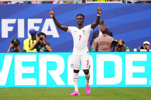 France v England: Bronze Medal Match - FIFA World Cup, WM, Weltmeisterschaft, Fussball 2026 Bukayo Saka of England celebrates after scoring his team s fifth goal during the FIFA World Cup 2026 Bronze Medal Match match between France and England at Miami Stadium on July 18, 2026 in Miami Gardens, United States. Miami Gardens FL United States  Copyright: xJosexBretonx originalFilename:bretonhernandez-franceve260718_npTMS.jpg