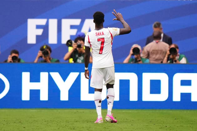 France v England: Bronze Medal Match - FIFA World Cup, WM, Weltmeisterschaft, Fussball 2026 Bukayo Saka of England celebrates after scoring his team s fifth goal during the FIFA World Cup 2026 Bronze Medal Match match between France and England at Miami Stadium on July 18, 2026 in Miami Gardens, United States. Miami Gardens FL United States  Copyright: xJosexBretonx originalFilename:bretonhernandez-franceve260718_npWaC.jpg