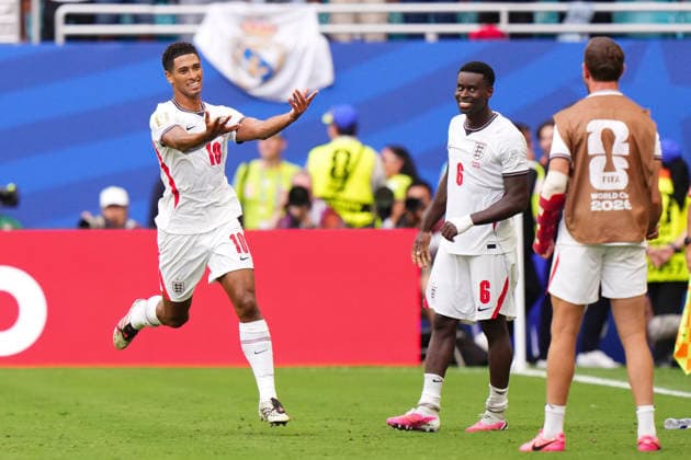 July 18, 2026, Miami Gardens, Florida, United States: Jude Bellingham of England celebrates after scoring his team s sixth goal during the FIFA World Cup, WM, Weltmeisterschaft, Fussball 2026 Bronze Medal Match match between France and England at Miami Stadium on July 18, 2026 in Miami Gardens, United States. France V England: Bronze Medal Match - FIFA World Cup 2026  - ZUMAa181 20260718_zaa_a181_116 Copyright: xJosexBretonx