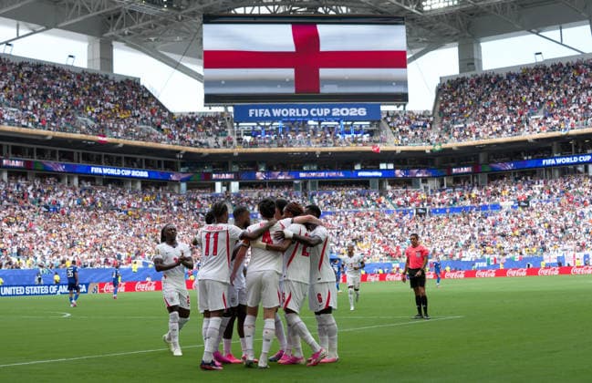 (260719) -- MIAMI, July 19, 2026 -- Players of England celebrate a goal during the bronze final match between France and England at the 2026 FIFA World Cup, WM, Weltmeisterschaft, Fussball in Miami, the United States, July 18, 2026. ) (SP)U.S.-MIAMI-FOOTBALL-FIFA WORLD CUP-BRONZE FINAL-FRA VS ENG HuxXingyu 