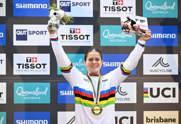 BMX WORLD CHAMPIONSHIPS, Women™s Elite gold medalist Bethany Shriever of Great Britain is seen on the podium during the BMX World Championships at Brisbane SX International BMX Centre in Brisbane, Sunday, July 19, 2026. ( NO ARCHIVING, EDITORIAL USE ONLY BRISBANE QUEENSLAND AUSTRALIA  Copyright: xDARRENxENGLANDx 20260719166082749500