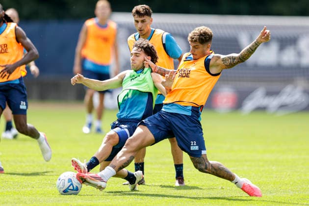 SSC Napoli preseason 2026-27 SSC Napoli Italian midfielder Luis Hasa and Napoli s Italian defender Giovanni Di Lorenzo during third day SSC Napoli s 2026-27 preseason training camp in val di sole in Trentino, Dimaro Folgarida July, 19 2026. _BPH2328 Copyright: xAntonioxBalascox