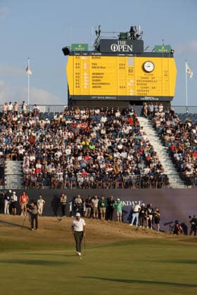 RECORD DATE NOT STATED 18th July 2026; Royal Birkdale Golf Club, Southport, Merseyside, England; The Open Championship Round Three; Sam Burns (USA) putts at the 18th green DavidxBlunsden