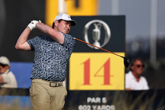 RECORD DATE NOT STATED 18th July 2026; Royal Birkdale Golf Club, Southport, Merseyside, England; The Open Championship Round Three; Robert Macintyre (SCO) plays from the tee at the 14th hole DavidxBlunsden