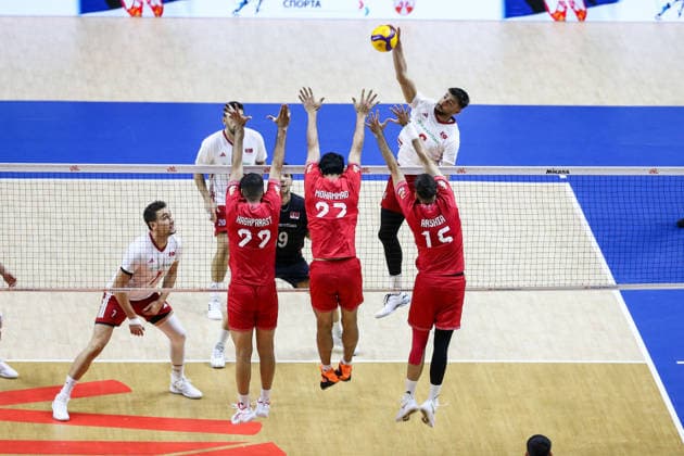Turkiye v Iran - Men s Volleyball Nations League BELGRADE, SERBIA - JULY 19: Players in action during Men s Volleyball Nations League Week 3 volleyball match between Turkiye and Iran in Belgrade, Serbia on July 19, 2026. Filip Stevanovic Anadolu Belgrade Serbia. Editorial use only. Please get in touch for any other usage.  Copyright: x2026xAnadoluxFilipxStevanovicx