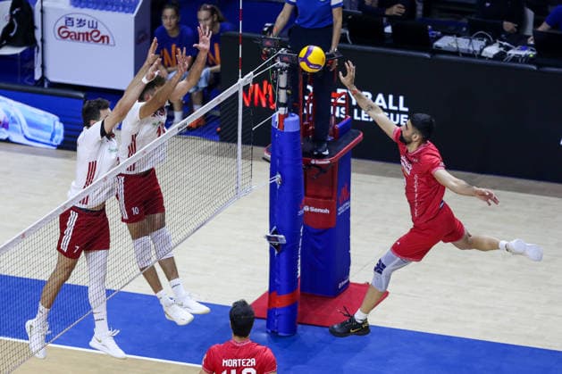 Turkiye v Iran - Men s Volleyball Nations League BELGRADE, SERBIA - JULY 19: Players in action during Men s Volleyball Nations League Week 3 volleyball match between Turkiye and Iran in Belgrade, Serbia on July 19, 2026. Filip Stevanovic Anadolu Belgrade Serbia. Editorial use only. Please get in touch for any other usage.  Copyright: x2026xAnadoluxFilipxStevanovicx