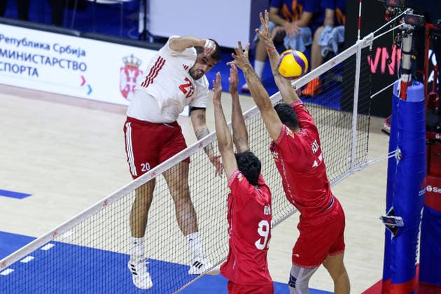 Turkiye v Iran - Men s Volleyball Nations League BELGRADE, SERBIA - JULY 19: Efe Bayram (20) of Turkiye in action during Men s Volleyball Nations League Week 3 volleyball match between Turkiye and Iran in Belgrade, Serbia on July 19, 2026. Filip Stevanovic Anadolu Belgrade Serbia. Editorial use only. Please get in touch for any other usage.  Copyright: x2026xAnadoluxFilipxStevanovicx