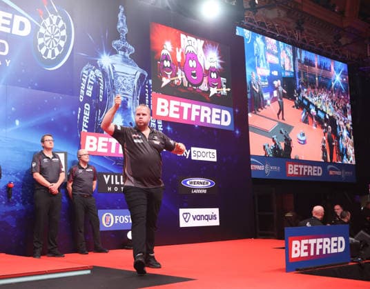 World Matchplay Darts 2026 Dirk van Duijvenbode during the 2026 World Matchplay darts at Winter Gardens, Blackpool, UK on 19 July 2026. Blackpool Winter Gardens UK Editorial use only , Copyright: xChrisxSargeantx PSI-24526-0016