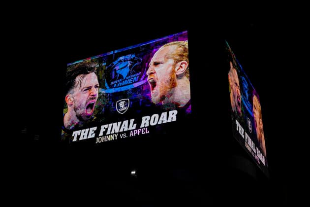 Der Videowürfel zeige es an, The Final Roar, Team Johnny (Spitzname von Patrick Groetzki) gegen Team Apfel (Spitzname von Mikael Appelgren), 19.07.2026, Mannheim (Deutschland), Handball, The Final Roar, Team Johnny - Team Apfel *** The video cube shows it: *The Final Roar*, Team Johnny (Patrick Groetzki s nickname) vs. Team Apfel (Mikael Appelgren s nickname), July 19, 2026, Mannheim, Germany, handball, *The Final Roar*, Team Johnny vs. Team Apfel xozx