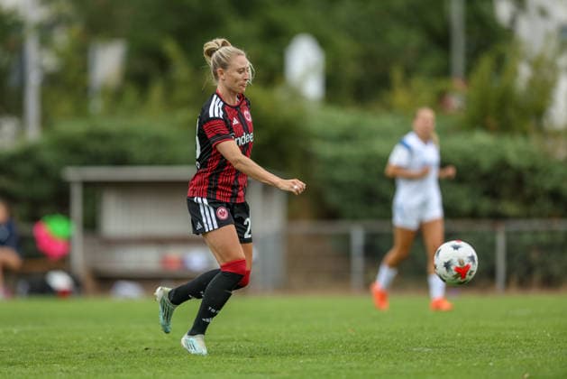 GER, Frankfurt, Eintracht Frankfurt vs SC Sand, Vorbereitung, Fussball, DFB, Spielzeit 2026 2027, Sportanlage Goldstein, Testspiel im Bild Rebecka Blomqvist (Eintracht Frankfurt Frauen 28) DFB DFL REGULATIONS PROHIBIT ANY USE OF PHOTOGRAPHS AS IMAGE SEQUENCES AND OR QUASI-VIDEO, 19.07.2026 *** GER, Frankfurt, Eintracht Frankfurt vs. SC Sand, Preseason, Soccer, DFB, 2026–2027 Season, Goldstein Sports Complex, Photo from the Friendly Match: Rebecka Blomqvist, Eintracht Frankfurt Women’s Team, 28. DFB DFL REGULATIONS PROHIBIT ANY USE OF PHOTOGRAPHS AS IMAGE SEQUENCES AND OR QUASI-VIDEO, July 19, 2026 Copyright: HMBxMedia HendrikxHamelau