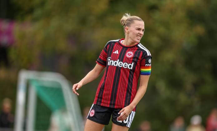 GER, Frankfurt, Eintracht Frankfurt vs SC Sand, Vorbereitung, Fussball, DFB, Spielzeit 2026 2027, Sportanlage Goldstein, Testspiel im Bild: Laura Freigang (Eintracht Frankfurt Frauen 10), Emotionen DFB DFL REGULATIONS PROHIBIT ANY USE OF PHOTOGRAPHS AS IMAGE SEQUENCES AND OR QUASI-VIDEO, 19.07.2026 *** GER, Frankfurt, Eintracht Frankfurt vs. SC Sand, Preseason, Soccer, DFB, 2026–2027 Season, Goldstein Sports Complex, Friendly Match: Photo by Laura Freigang, Eintracht Frankfurt Women’s Team 10, Emotions. DFB and DFL regulations prohibit any use of photographs as image sequences and or quasi-video. July 19, 2026 Copyright: HMBxMedia HendrikxHamelau