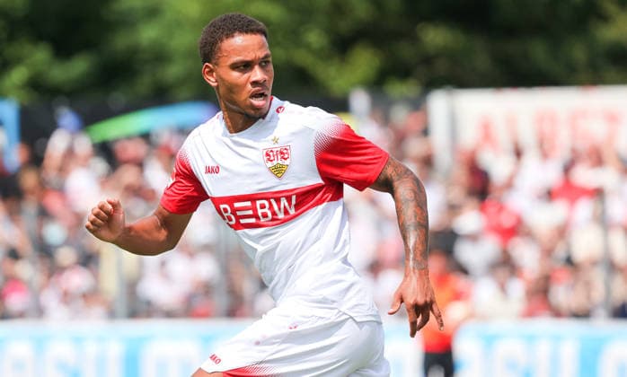 19.07.2026, Deutschland, Balingen, Fußball Bundesliga, Saison 2026 2027, Testspiel, TSG Balingen vs. VfB Stuttgart, Nikolas Nartey (VfB) *** July 19, 2026, Germany, Balingen, Bundesliga, 2026–2027 season, Friendly, TSG Balingen vs. VfB Stuttgart, Nikolas Nartey (VfB)