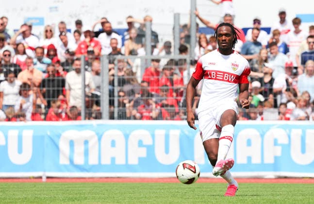 19.07.2026, Deutschland, Balingen, Fußball Bundesliga, Saison 2026 2027, Testspiel, TSG Balingen vs. VfB Stuttgart, Dan-Axel Zagadou (VfB) *** July 19, 2026, Germany, Balingen, Bundesliga, 2026–2027 season, Friendly match, TSG Balingen vs. VfB Stuttgart, Dan Axel Zagadou (VfB)