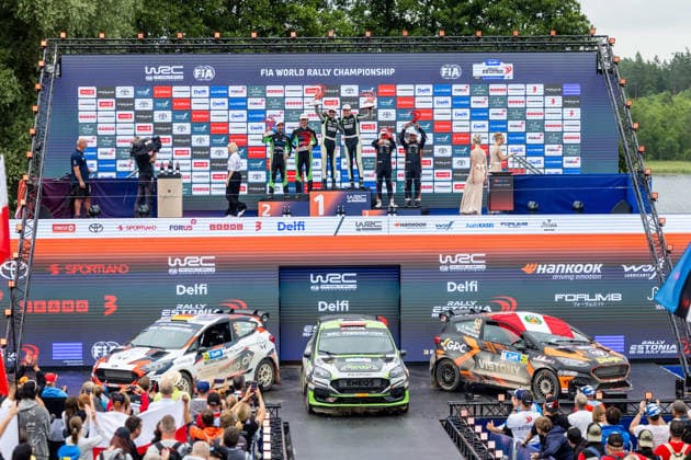 AUTO - WRC, Motorsport Rallye, WM - RALLY ESTONIA 2026 ABRAMOWSKI Tymek, WROBEL Jakub, FORD Fiesta Rally3, portrait, podium, portrait during the 2026 Rally Estonia, 8th round of the 2026 WRC WORLD RALLY CAR CHAMPIONSHIP, from July 16 to 29, 2026 at Tartu, Estonia - TartuEstonia  Copyright: xNikosxKatikisx