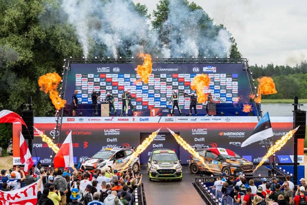AUTO - WRC, Motorsport Rallye, WM - RALLY ESTONIA 2026 ABRAMOWSKI Tymek, WROBEL Jakub, FORD Fiesta Rally3, portrait, podium, portrait during the 2026 Rally Estonia, 8th round of the 2026 WRC WORLD RALLY CAR CHAMPIONSHIP, from July 16 to 29, 2026 at Tartu, Estonia - TartuEstonia  Copyright: xNikosxKatikisx