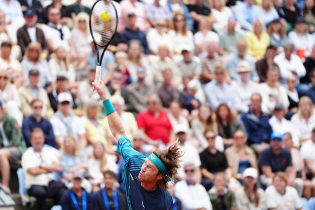 BASTAD, SVERIGE 20260719 Andrey Rublev under herrarnas singel final i tennismatchen mellan Rysslands Andrey Rublev och Italiens Luciano Darderi i Nordea Open i Bastad. BASTAD SVERIGE x9200x *** BASTAD, SWEDEN 20260719 Andrey Rublev during the men s singles final in the tennis match between Russia s Andrey Rublev and Italy s Luciano Darderi at the Nordea Open in Bastad BASTAD SWEDEN x9200x  Copyright: xBjörnxLarssonxRosvall TTx TENNIS NORDEA OPEN I BASTAD