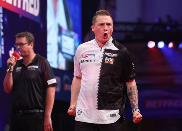 World Matchplay Darts 2026 Chris Dobey during the 2026 World Matchplay darts at Winter Gardens, Blackpool, UK on 19 July 2026. Blackpool Winter Gardens UK Editorial use only , Copyright: xChrisxSargeantx PSI-24526-0039