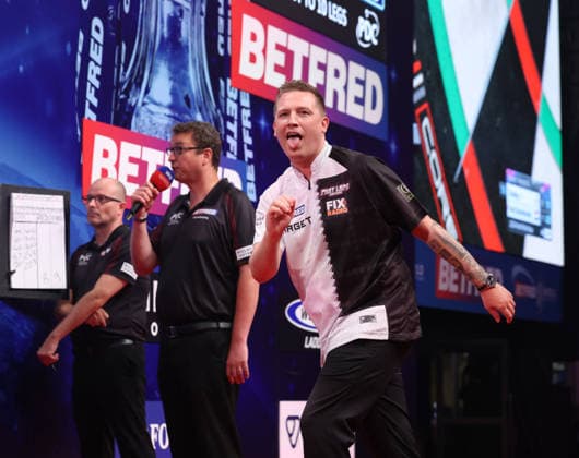 World Matchplay Darts 2026 Chris Dobey during the 2026 World Matchplay darts at Winter Gardens, Blackpool, UK on 19 July 2026. Blackpool Winter Gardens UK Editorial use only , Copyright: xChrisxSargeantx PSI-24526-0044