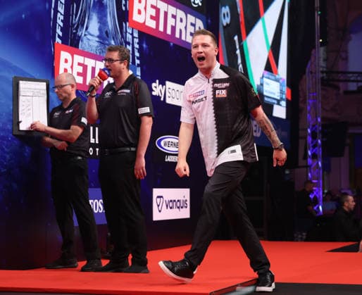 World Matchplay Darts 2026 Chris Dobey during the 2026 World Matchplay darts at Winter Gardens, Blackpool, UK on 19 July 2026. Blackpool Winter Gardens UK Editorial use only , Copyright: xChrisxSargeantx PSI-24526-0045