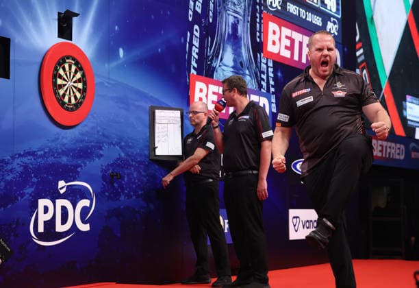 World Matchplay Darts 2026 Dirk van Duijvenbode during the 2026 World Matchplay darts at Winter Gardens, Blackpool, UK on 19 July 2026. Blackpool Winter Gardens UK Editorial use only , Copyright: xChrisxSargeantx PSI-24526-0050