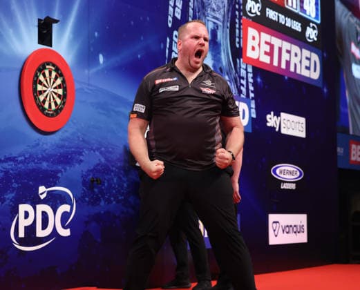 World Matchplay Darts 2026 Dirk van Duijvenbode during the 2026 World Matchplay darts at Winter Gardens, Blackpool, UK on 19 July 2026. Blackpool Winter Gardens UK Editorial use only , Copyright: xChrisxSargeantx PSI-24526-0052