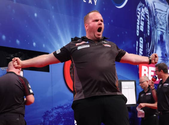 World Matchplay Darts 2026 Dirk van Duijvenbode during the 2026 World Matchplay darts at Winter Gardens, Blackpool, UK on 19 July 2026. Blackpool Winter Gardens UK Editorial use only , Copyright: xChrisxSargeantx PSI-24526-0055