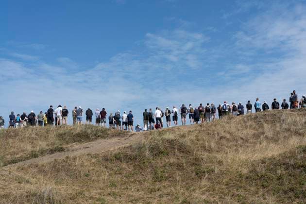 SOUTHPORT, ENGLAND - JULY 19: Spectators line the dunes during Round 4 of the 154th Open Championship at the Royal Birkdale Golf Club, Southport on July 19, 2026 in Merseyside, England The 154th British Open Championship
