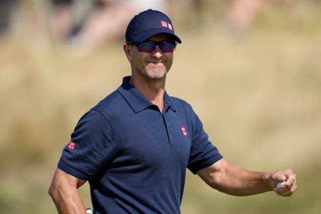 SOUTHPORT, ENGLAND - JULY 19: Adam Scott (AUS) after a birdie on the third green during Round 4 of the 154th Open Championship at the Royal Birkdale Golf Club, Southport on July 19, 2026 in Merseyside, England The 154th British Open Championship