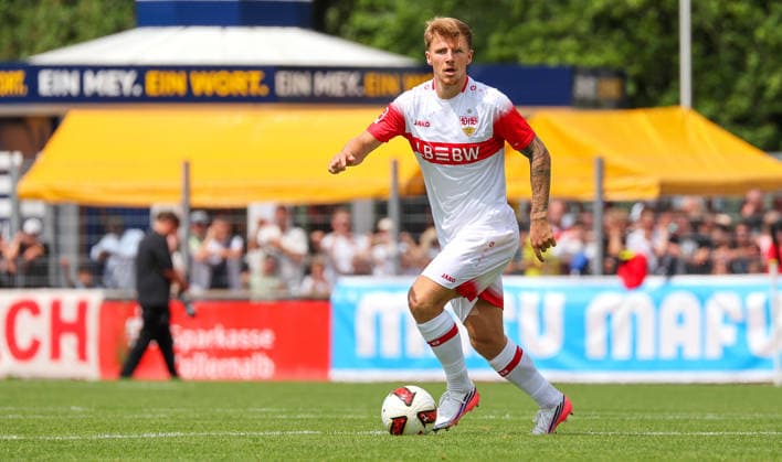19.07.2026, Deutschland, Balingen, Fußball Bundesliga, Saison 2026 2027, Testspiel, TSG Balingen vs. VfB Stuttgart, Finn Jeltsch (VfB) *** July 19, 2026, Germany, Balingen, Bundesliga, 2026–2027 season, Friendly match, TSG Balingen vs. VfB Stuttgart, Finn Jeltsch (VfB)