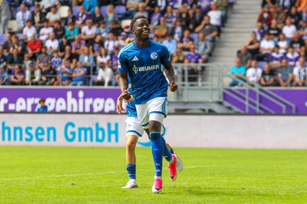 19.07.2026, xtgx, Fussball - Testspiel Erzgebirge Aue - FC Schalke 04 v.l. Christian Gomis (Schalke, 7) Jubel, Torjubel, jubelt ueber das Tor, celebrate the goal, celebration (DFL DFB REGULATIONS PROHIBIT ANY USE OF PHOTOGRAPHS as IMAGE SEQUENCES and or QUASI-VIDEO) Aue *** July 19, 2026, xtgx, Soccer Friendly: Erzgebirge Aue vs. FC Schalke 04, featuring Christian Gomis of Schalke, 7 celebrations, Goal celebration, celebrating the goal, DFL and DFB regulations prohibit any use of photographs as image sequences and or quasi-video. Aue